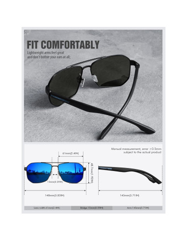 Gafas de sol LUENX Aviador Polarizadas UV400 61mm Hombres
