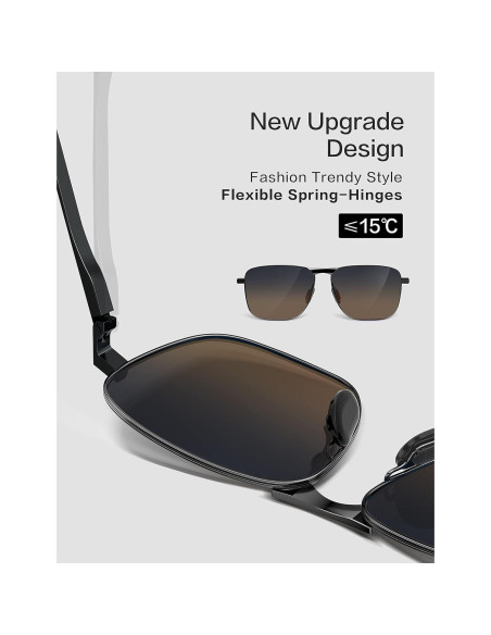 Gafas de sol aviador LUENX polarizadas UV400 retro Gafas de sol aviador LUENX polarizadas UV400 retro