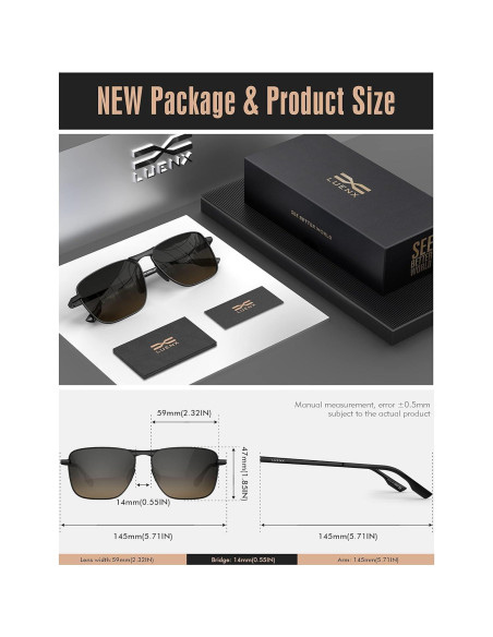 Gafas de sol aviador LUENX polarizadas UV400 retro Gafas de sol aviador LUENX polarizadas UV400 retro