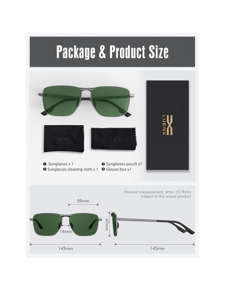 Gafas de sol aviador LUENX polarizadas UV400 retro Gafas de sol aviador LUENX polarizadas UV400 retro
