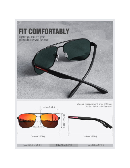 Gafas de sol LUENX Aviador Polarizadas UV400 61mm Gafas de sol LUENX Aviador Polarizadas UV400 61mm