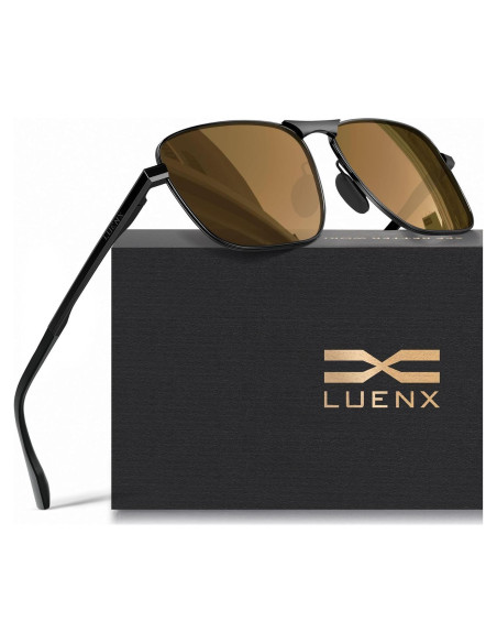 Gafas de sol aviador LUENX polarizadas UV400 retro Gafas de sol aviador LUENX polarizadas UV400 retro