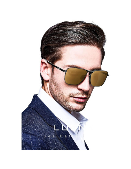 Gafas de sol aviador LUENX polarizadas UV400 retro Gafas de sol aviador LUENX polarizadas UV400 retro
