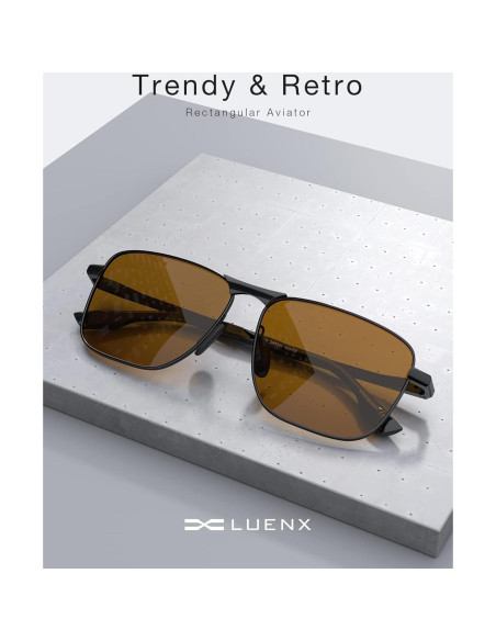 Gafas de sol aviador LUENX polarizadas UV400 retro Gafas de sol aviador LUENX polarizadas UV400 retro