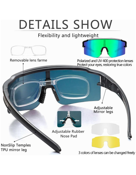 Gafas de Ciclismo SPOSUNE con 3 Lentes Intercambiables Gafas de Ciclismo SPOSUNE con 3 Lentes Intercambiables