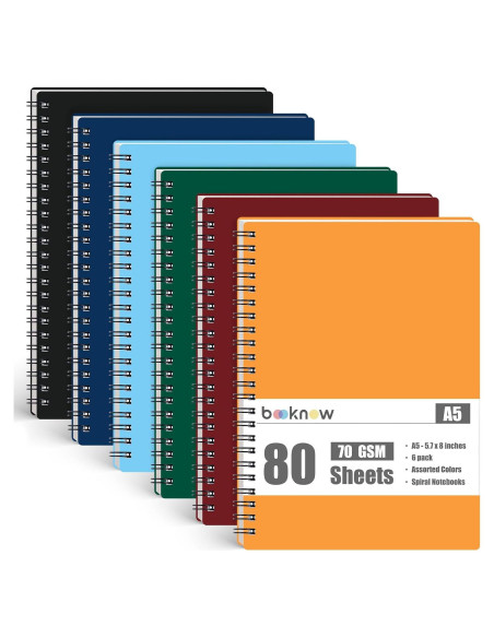 6 Cuadernos Espirales A5 Rayados Koogel Multicolor Impermeables 6 Cuadernos Espirales A5 Rayados Koogel Multicolor Impermeables
