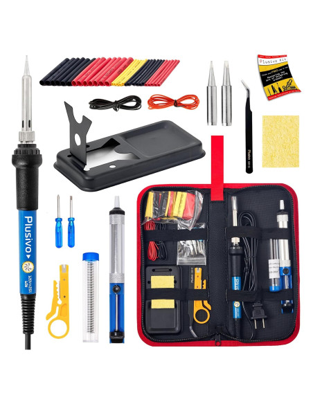 Kit de Soldador Plusivo 60W con Temperatura Ajustable 14 en 1 Kit de Soldador Plusivo 60W con Temperatura Ajustable 14 en 1