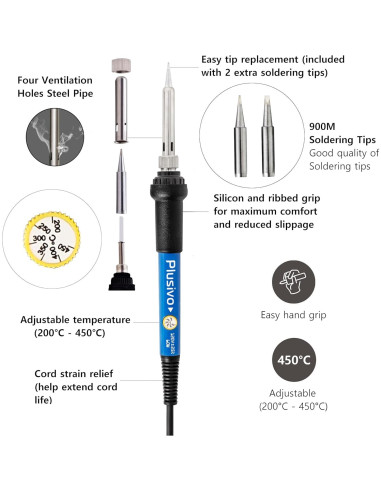 Kit de Soldador Plusivo 60W con Temperatura Ajustable 14 en 1
