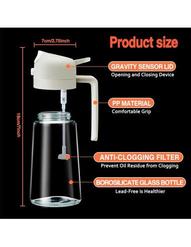 Dispensador de Aceite 2 en 1 Genérico 470ml Spray y Vertido