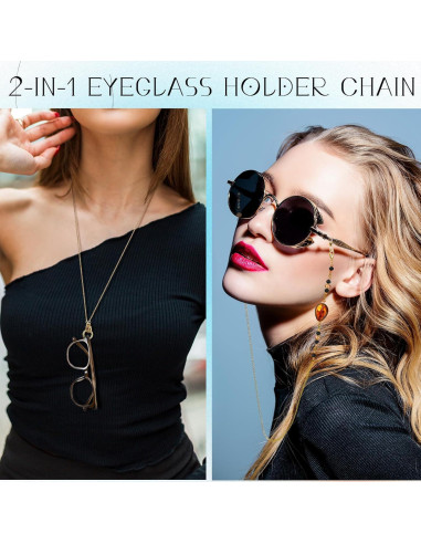 Geyoga Soporte de Gafas 2-en-1 Dorado 6 Pcs Collar