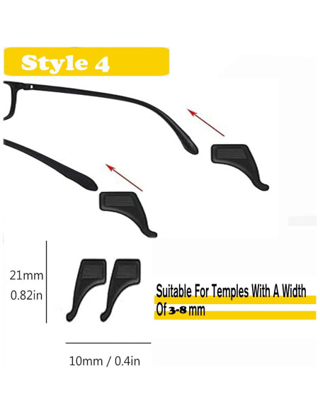 Soporte de oreja para gafas de silicona negra - 12 pares Soporte de oreja para gafas de silicona negra - 12 pares