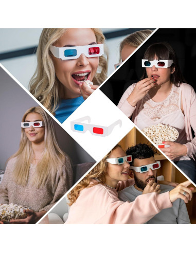 Gafas 3D JIYIN 10 Pcs Cartón Rojo y Cian Universales