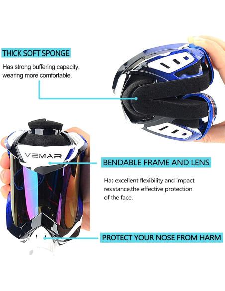 Gafas de Motocross Ubelly Azul Antivaho y Ajustables Gafas de Motocross Ubelly Azul Antivaho y Ajustables