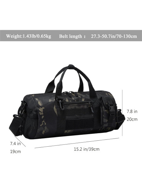 Bolsa Duffle Táctica ArcEnCiel Pequeña 38.6x19.8cm Camo Negro Bolsa Duffle Táctica ArcEnCiel Pequeña 38.6x19.8cm Camo Negro