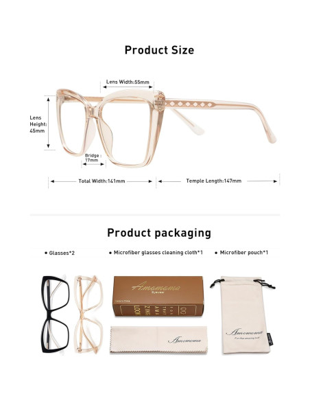 Gafas de Lectura AMOMOMA Anti Luz Azul Oversized Gafas de Lectura AMOMOMA Anti Luz Azul Oversized