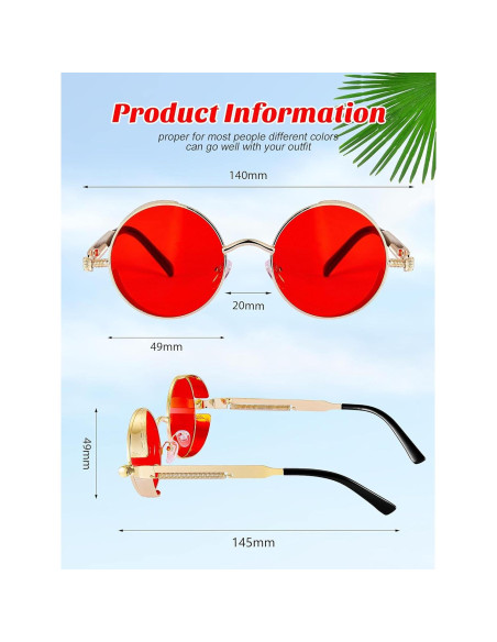 Gafas de sol retro steampunk Frienda 4 piezas unisex Gafas de sol retro steampunk Frienda 4 piezas unisex