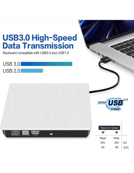 Unidad DVD Externa ULANSeN USB 3.0 Portátil para Laptop Unidad DVD Externa ULANSeN USB 3.0 Portátil para Laptop