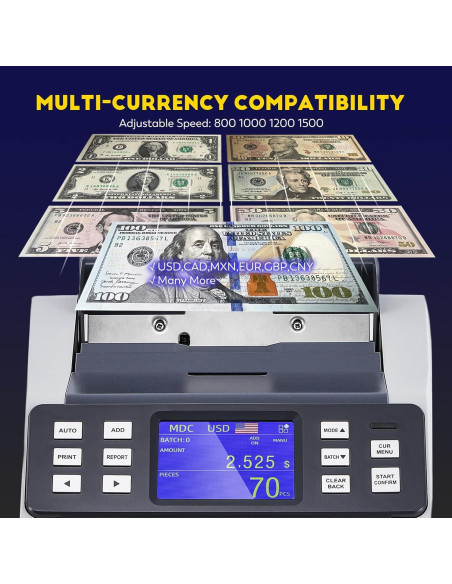 Contador de Dinero CGOLDENWALL CGO-85, Detección Falsificaciones, 1500 Billetes/min Contador de Dinero CGOLDENWALL CGO-85, Detección Falsificaciones, 1500 Billetes/min