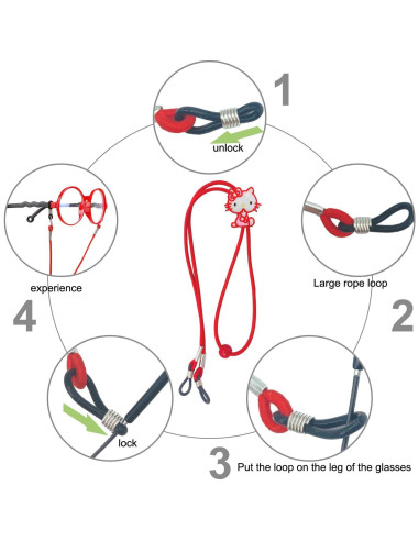 Cinta para Gafas de Niños 10 Pcs Gatito Ajustable