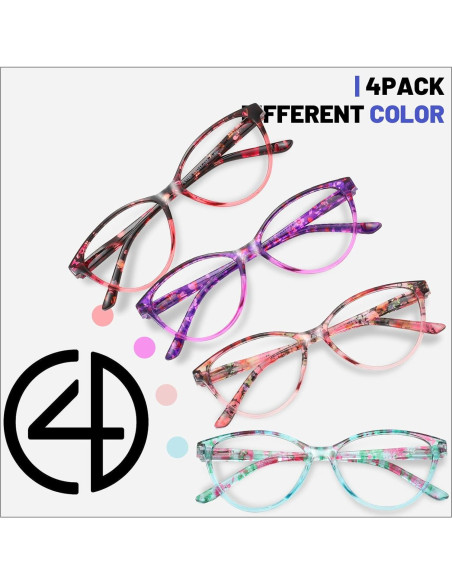 Gafas de Lectura Przene 4 Paquetes Anti Luz Azul 1.75x Gafas de Lectura Przene 4 Paquetes Anti Luz Azul 1.75x