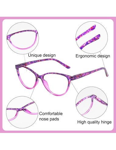 Gafas de Lectura Przene 4 Paquetes Anti Luz Azul 2.0x