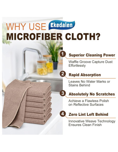 Paño de Microfibra Ekedalen Waffle 30x30 cm Paquete de 6