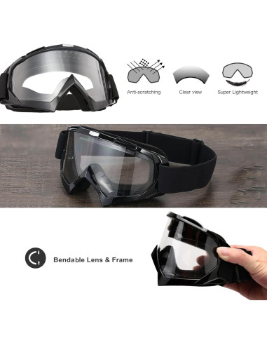 Gafas de Motocicleta LJDJ con Balaclava UV Solar