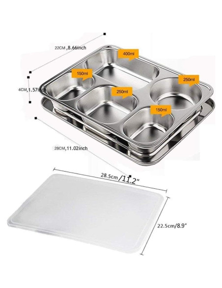 Caja de Almuerzo Bento Acero Inoxidable 304 5 Compartimentos Caja de Almuerzo Bento Acero Inoxidable 304 5 Compartimentos