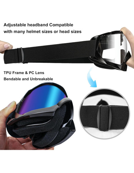 Gafas de Motocross YOHOG 2-Pack Anti-vaho y Ajustables Gafas de Motocross YOHOG 2-Pack Anti-vaho y Ajustables