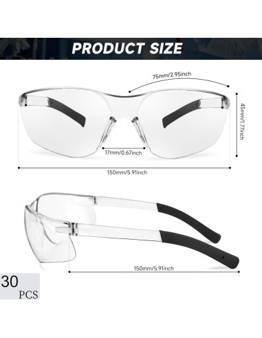 Paquete de 30 Gafas de Seguridad ANSI Z87.1 Protección Ocular