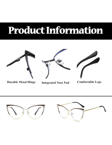 Gafas LJCZKA para Mujeres Anti Luz Azul Estilo Gato