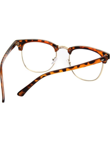 Gafas de media montura Shiratori vintage Leopardo 50mm