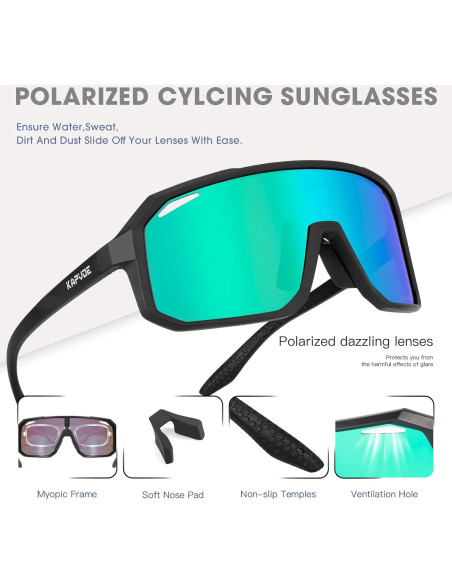 Gafas de Ciclismo KAPVOE K62 Polarizadas UV400 Verde Gafas de Ciclismo KAPVOE K62 Polarizadas UV400 Verde