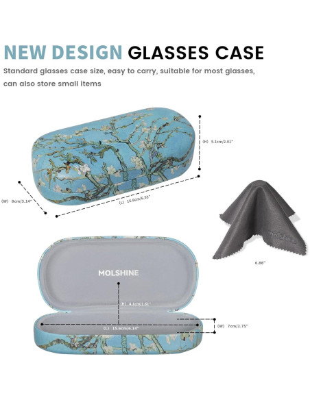 Molshine Funda Dura para Gafas de Sol Grande Gris Molshine Funda Dura para Gafas de Sol Grande Gris