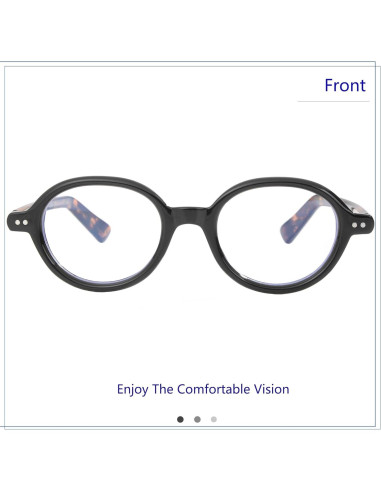 Gafas Redondas Vintage Unisex Anti Luz Azul Marco Negro
