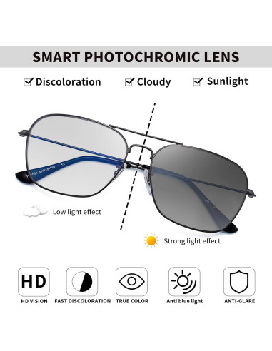 Gafas JM Aviador Fotocromáticas Antiluz Azul 5.84 cm