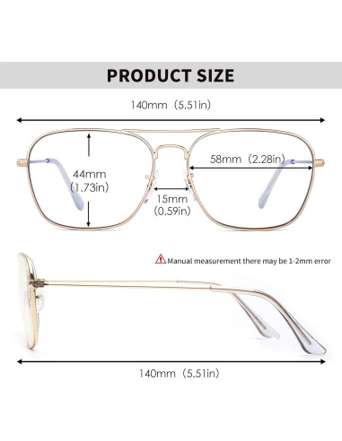 Gafas JM Antirreflejo Aviador Luz Azul 58mm Oro Gunmetal