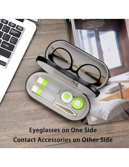 Estuche 2 en 1 Muf para Lentes de Contacto y Gafas Negro Estuche 2 en 1 Muf para Lentes de Contacto y Gafas Negro