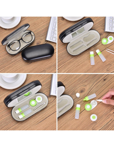Estuche 2 en 1 Muf para Lentes de Contacto y Gafas Negro Estuche 2 en 1 Muf para Lentes de Contacto y Gafas Negro