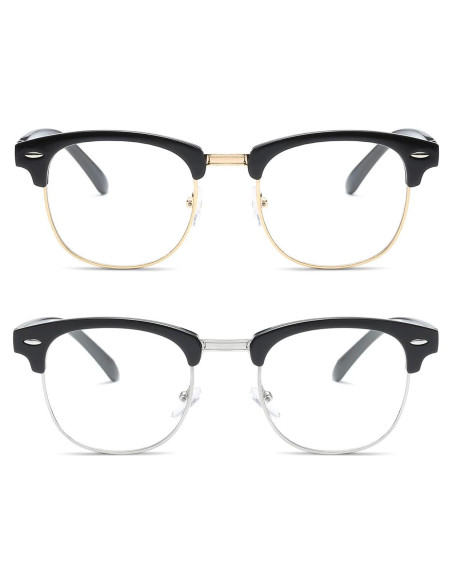 Gafas de Lente Claro AISSWZBER Semi-Montura Vintage Gafas de Lente Claro AISSWZBER Semi-Montura Vintage