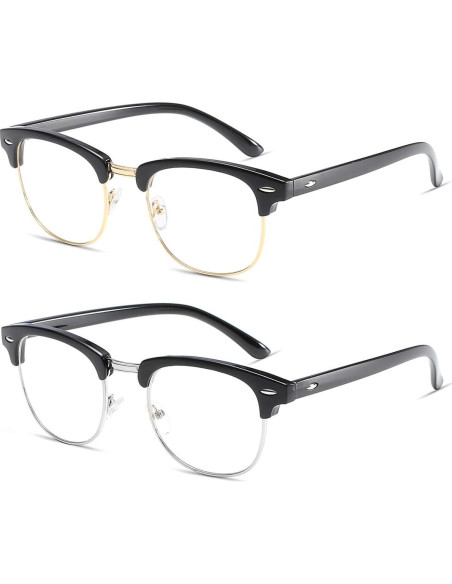Gafas de Lente Claro AISSWZBER Semi-Montura Vintage Gafas de Lente Claro AISSWZBER Semi-Montura Vintage