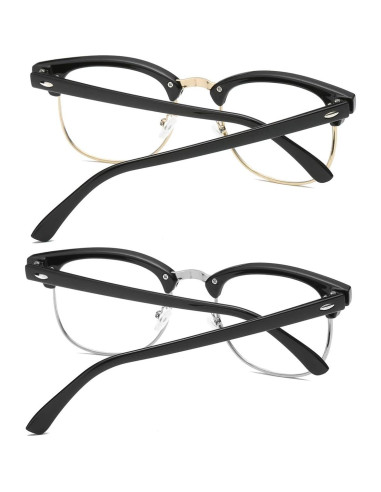 Gafas de Lente Claro AISSWZBER Semi-Montura Vintage