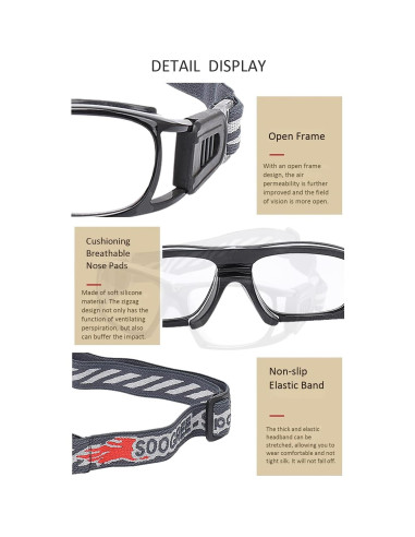 Gafas Deportivas Unisex Antivaho para Baloncesto y Fútbol