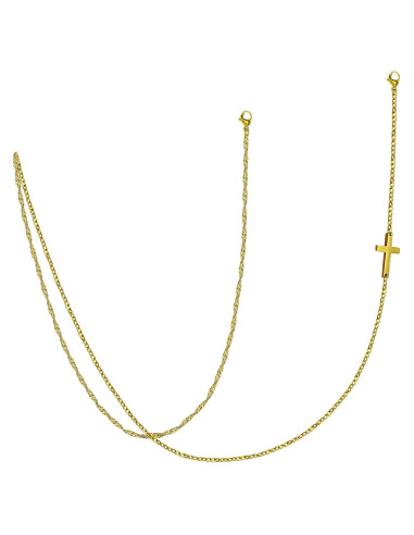 Cadena de Gafas Elegante 18k Oro para Mujeres Cruz
