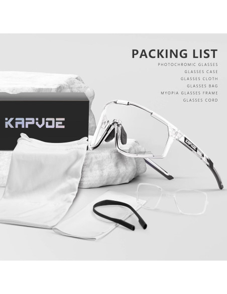 Gafas de Ciclismo KAPVOE K180 Fotoquímicas UV400 Gafas de Ciclismo KAPVOE K180 Fotoquímicas UV400
