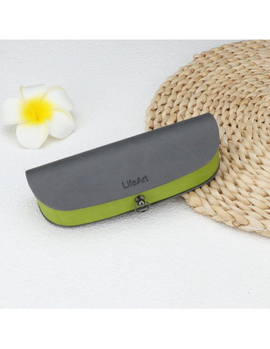 Estuche para Gafas LifeArt Plegable de PU Gris Oscuro