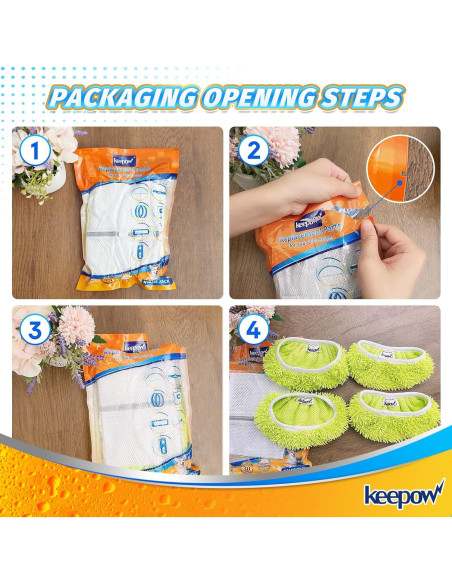 Paños de Mopa Reutilizables KEEPOW para Swiffer - 4 Unidades Paños de Mopa Reutilizables KEEPOW para Swiffer - 4 Unidades