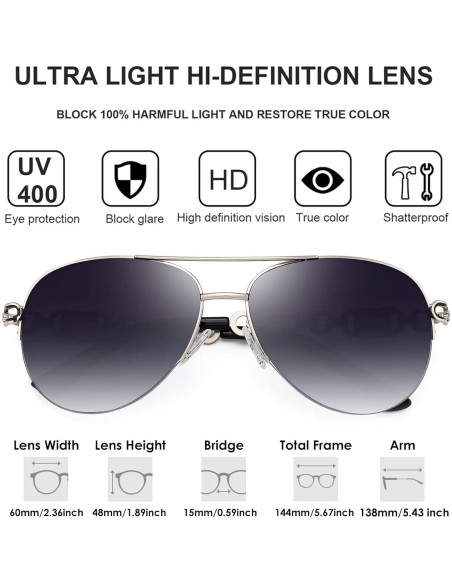 Gafas de sol aviador para mujeres UV 400 marco metal gris Gafas de sol aviador para mujeres UV 400 marco metal gris