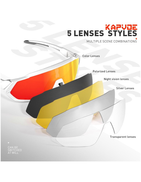 Gafas de Ciclismo KAPVOE 5 Lentes Polarizadas UV400 Gafas de Ciclismo KAPVOE 5 Lentes Polarizadas UV400