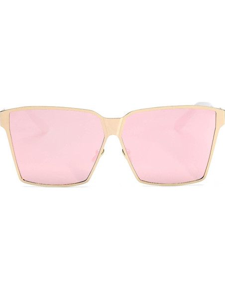 Gafas de Sol Aviador Oversized Marco Metal Blanco Rosa Gafas de Sol Aviador Oversized Marco Metal Blanco Rosa
